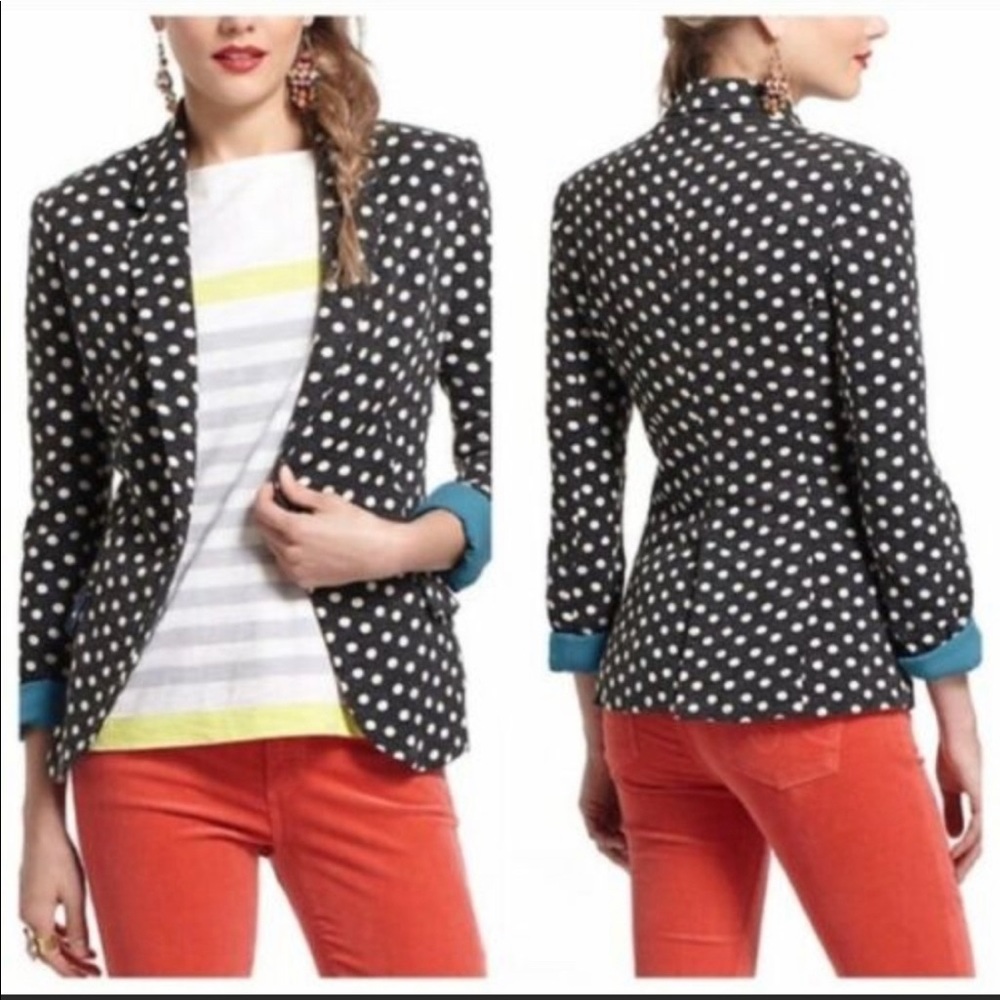 Anthropologie Polka Dot Cartonnier Blazer Sz Med